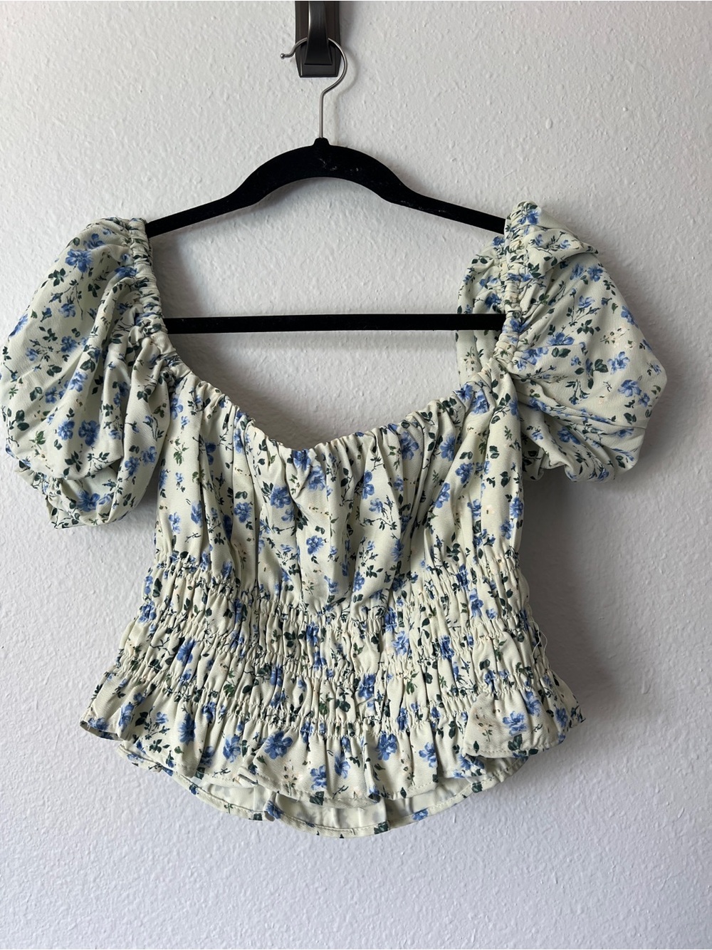 Abercrombie Blue Floral Smocked Top